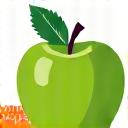 Green apple and measuring tape, symbolizing nutrition.