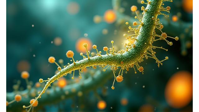 Healthy gut microcosm with vibrant colors and abstract shapes.