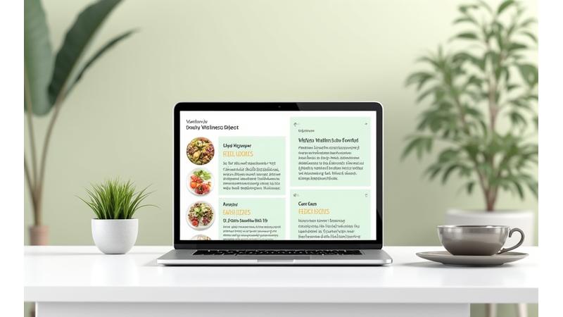 Mockup of a daily wellness email digest on a tablet, showing organized health tips and articles.