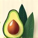 Stylized icon of an avocado and leafy greens, representing healthy nutrition.