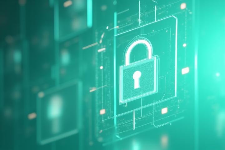 An abstract illustration representing data privacy and cybersecurity. Interlocking shields, subtle lock icons, and flowing, protected data streams are depicted with a clean, trustworthy aesthetic, using the brand's primary and secondary colors.