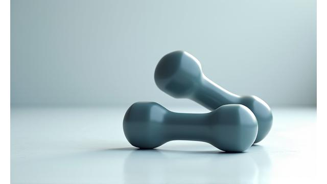 Pair of light dumbbells on a clean floor
