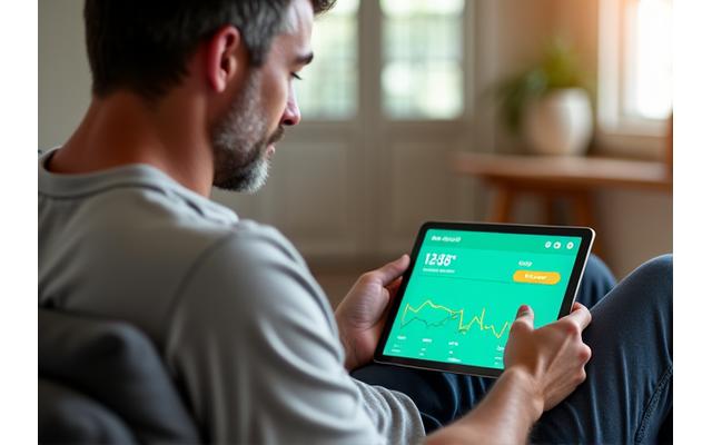 Woman tracking her workout progress on a tablet