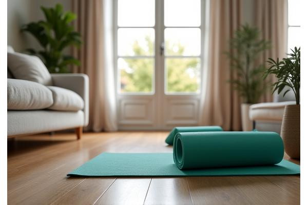 Compact home fitness equipment in a modern living space