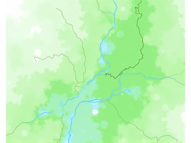 An abstract, stylized digital map of Portland, highlighting parks and green spaces with vibrant green markers and gentle blue lines indicating trails, against a soft, light background.